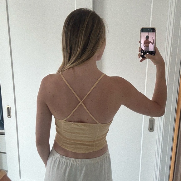 Yellow Racerback/Crossback Spaghetti Strap Tank Top - Picture 7 of 7